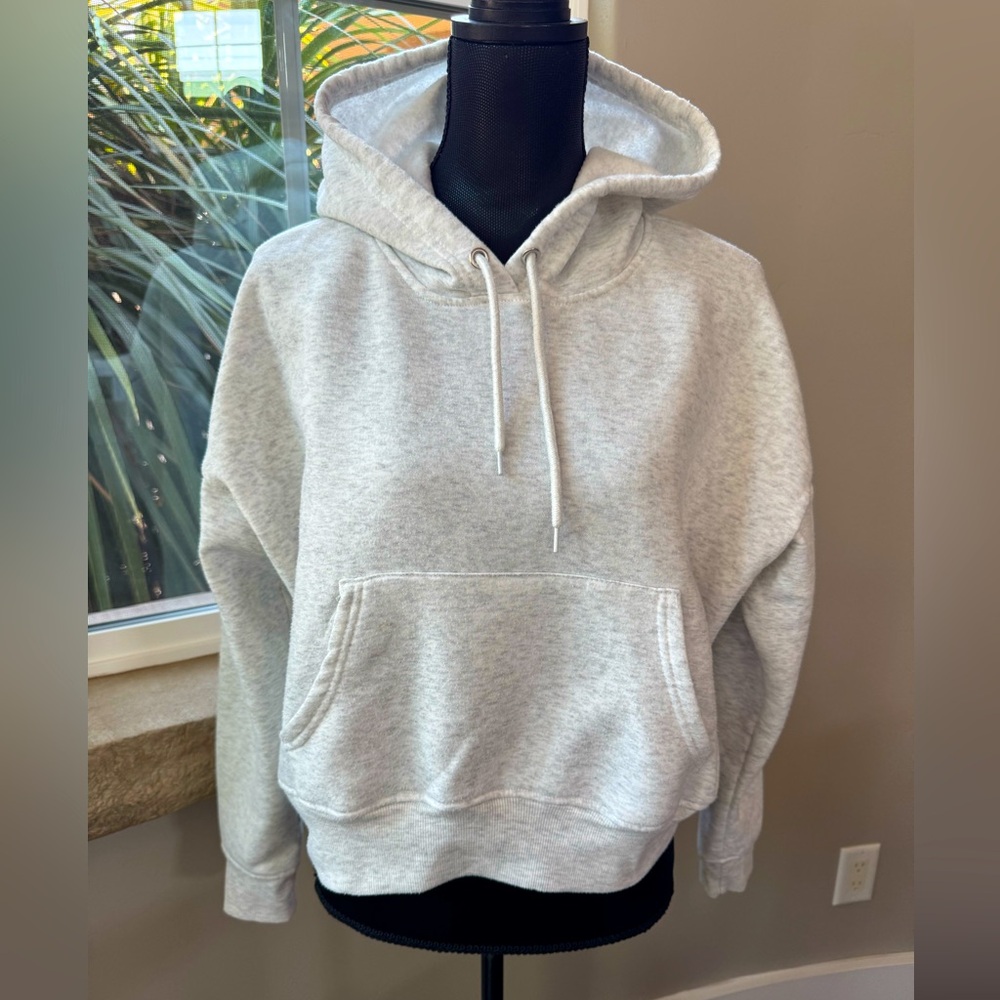 Orange Kiss Cropped Extra-Light Heather Grey Hoodie Women’s Size Large